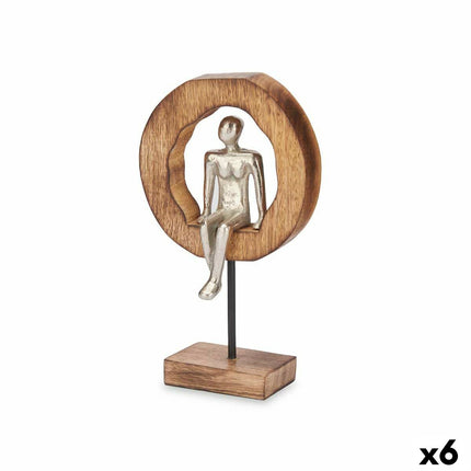 Deko-Figur Sitzend Silberfarben Metall 15,5 x 27 x 8 cm (6 Stück)