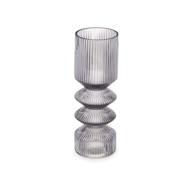 Vase Streifen Grau Kristall 8 x 23 x 8 cm (8 Stück)
