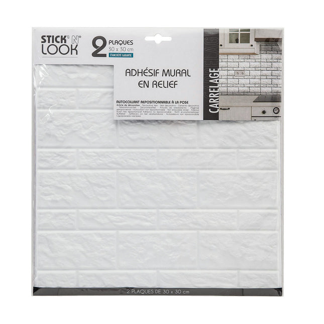 Aufkleber Atmosphera Wand Dekorativ Mit Relief Weiß 2 Stück (30 x 30 cm)