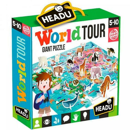 Spiel Kindererziehung HEADU World Tour Giant Puzzle Animals 3D (4 Stück) (108 Stücke)