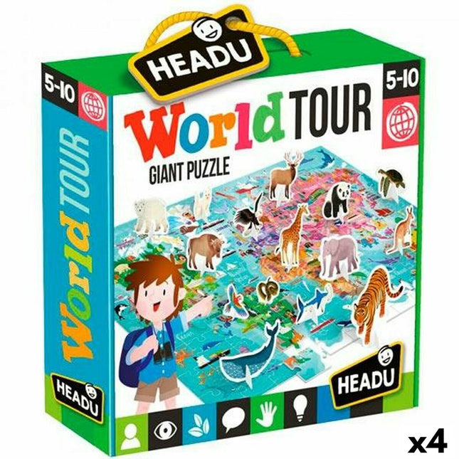 Spiel Kindererziehung HEADU World Tour Giant Puzzle Animals 3D (4 Stück) (108 Stücke)