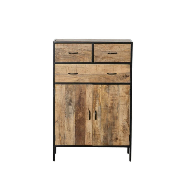 Schrank MANGO 85 x 40 x 130 cm natürlich Schwarz Holz Eisen