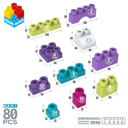 Konstruktionsspiel Color Block Trendy 80 Stücke (4 Stück)