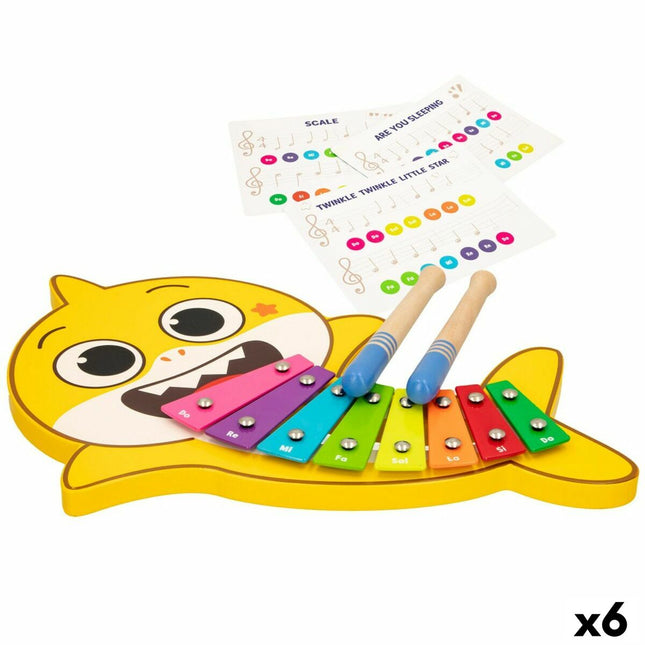 Xylofon Baby Shark Holz 31 x 2,5 x 20 cm (6 Stücke) (6 Stück)