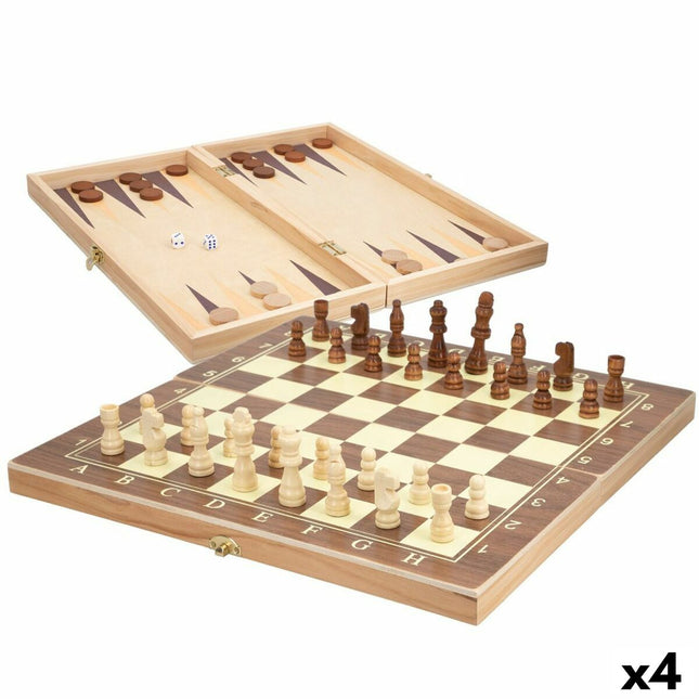Schach- und Dame-Brett Colorbaby Holz Backgammon (4 Stück)