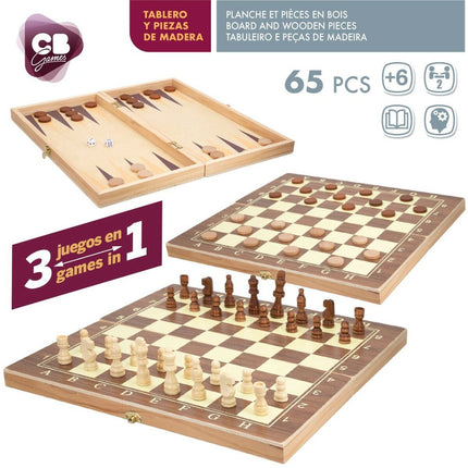 Schach- und Dame-Brett Colorbaby Holz Backgammon (4 Stück)