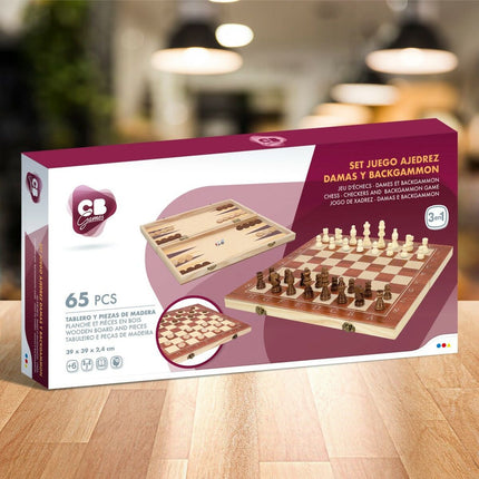 Schach- und Dame-Brett Colorbaby Holz Backgammon (4 Stück)