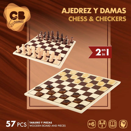 Schach- und Dame-Brett Colorbaby Holz Metall (6 Stück)