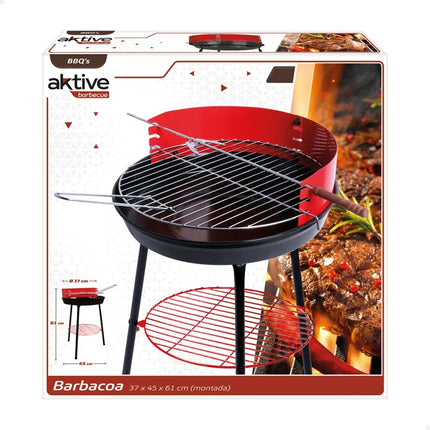 Grill Tragbarer Aktive Rot 37 x 61 x 45 cm Holz Eisen Ø 38 cm