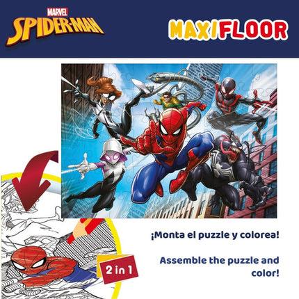 Kinderpuzzle Spider-Man Beidseitig 4 in 1 48 Stücke 35 x 1,5 x 25 cm (6 Stück)