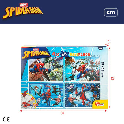 Kinderpuzzle Spider-Man Beidseitig 4 in 1 48 Stücke 35 x 1,5 x 25 cm (6 Stück)