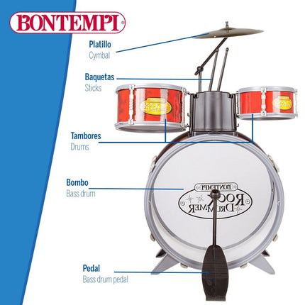 Schlagzeug Bontempi Rot Kunststoff 50 x 68 x 50 cm (7 Stücke) (2 Stück)