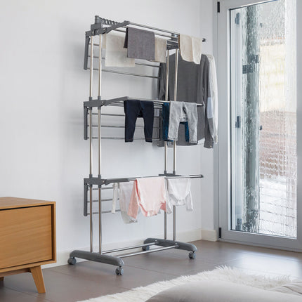 Klappbarer Wäscheständer mit Rädern InnovaGoods 24 Stangen